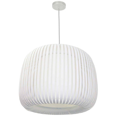 Dainolite Mia 1 Light Pendant White Slit Shade Lamp|Luminaire suspendu Mia de Dainolite avec abat-jour à fentes, fini blanc et 1 ampoule