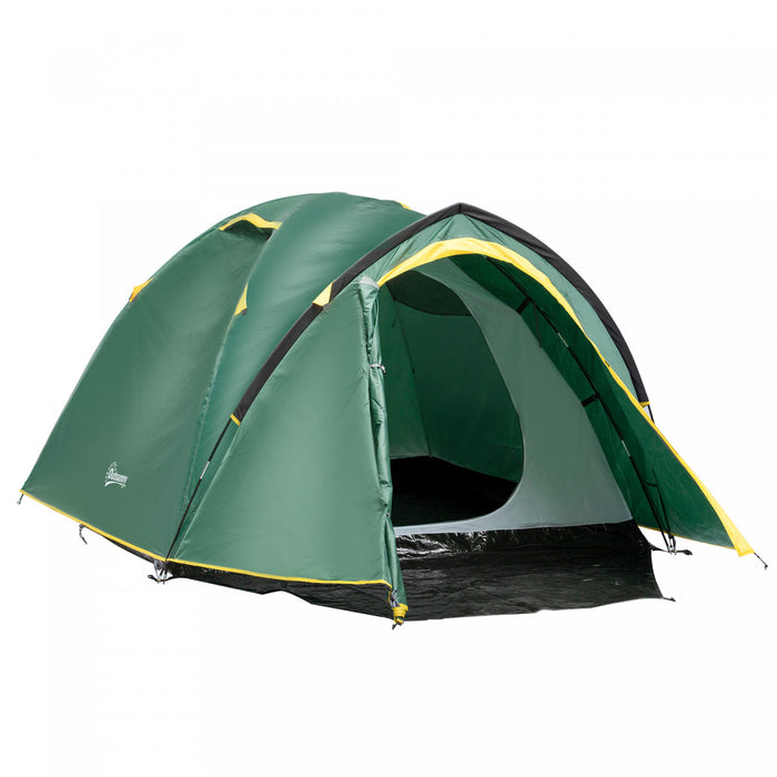 Outsunny Tente De Camping Dome Avec Vestibule Pour 2-3 Personnes Avec Vestibule Resistant Aux Intemperies Tente De Sac A Dos Grandes Fenetres Leger Pour La Peche Et La Randonnee Vert