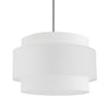 Luminaire suspendu Priya de Dainolite de 22 po de diamètre avec abat-jour blanc, fini chromé poli et 4 ampoules