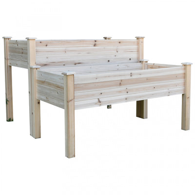 Outsunny 2 Tiers Raised Garden Bed, Wooden Elevated Planter Box With Legs Gardening Planting Bed Wit|Outsunny 2 Pieces En Bois De Sapin Massif Plante Lit Sureleve Fleur Legume Herbe Boite De Culture Su