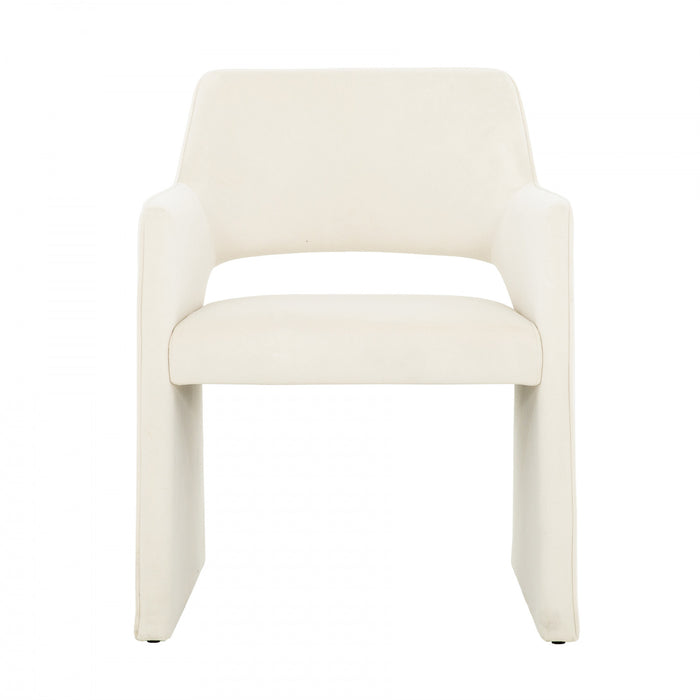 Chaise d'appoint de salle a manger Kendrick rembourree en velours ivoire (ens. de 2)