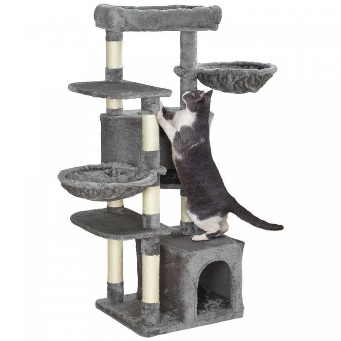 Pawhut Arbre A Chat De 52.5\", Tour Pour Chats D'interieur Avec Griffoirs, Condos Pour Chats, Lit, Plates-formes, Hamacs, Centre D'activites Pour Chat, Gris