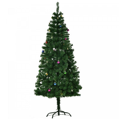 Homcom 6ft Artificial Christmas Tree With Decoration Ornament And 624 Branch Tips|Homcom Sapin De Noel Artificiel De 1.8 M Avec Ornement De Decoration Et 624 Branches