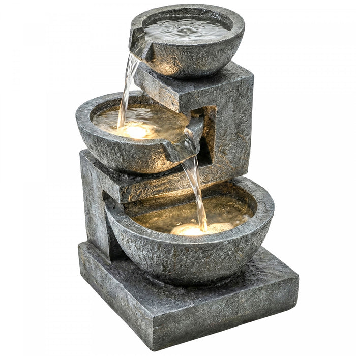 Outsunny Fontaine d'exterieur a 3 niveaux, cascade de jardin avec pompe