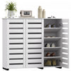 HOMCOM Armoire a chaussures pour entree avec 3 portes a lattes, blanc