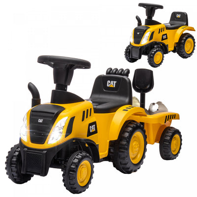Qaba Powered Ride-On Tractor, Caterpillar Licensed Ride On Excavator For Kids With Shovel, Trailer, |Qaba Tracteur Autoporte Caterpillar Sous Licence Pour Enfants Avec Pelle, Remorque, Voiture De Const