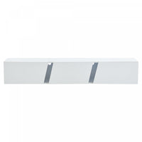  Lumina Meuble TV Mural 64.9 po avec Lumieres LED et Portes Acryliques, Blanc