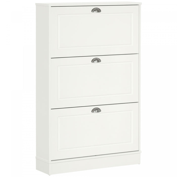 HOMCOM Armoire Chaussures Etroite 3 Tiroirs Rabattables Entree