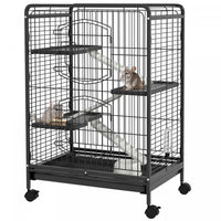 Pawhut Cage Pour Petits Animaux A 4 Niveaux, Parc Pour Lapin Furet Chinchilla Sur Roues Avec Plateau