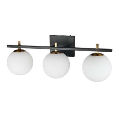 Dainolite Vivaldi 3 Light Vanity Light Matte Black/Aged Brass Lamp|Lumière de coiffeuse Vivaldi de Dainolite avec fini noir mat et laiton vieilli, et 3 ampoules