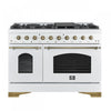Cuisiniere a gaz Antico de 48\",blanc, avec double four – FFSGS6219-48BLK