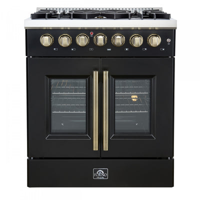 Forno Galiano 30" French Door Dual Fuel Range, Black, 4.32 cu. ft. - FFSGS6356-30BLK | Cuisiniere a double combustible Galiano 30 po, noire, 4.32 pi³ - FFSGS6356-30BLK