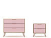Ensemble de commodes 2 pieces Rockefeller style milieu du siecle en rose