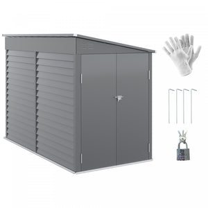 Outsunny Abri De Rangement Exterieur En Metal 4,6 Pi X 9 Pi, Gris