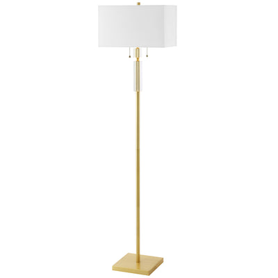 Dainolite Fernanda 2 Light Floor Lamp Aged Brass White Shade|Lampe à pied Fernanda de Dainolite avec abat-jour blanc, fini laiton vieilli et 2 ampoule