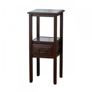 Table D’appoint En Bois Veromca Avec Rangement Et Étagère - Noyer Brun