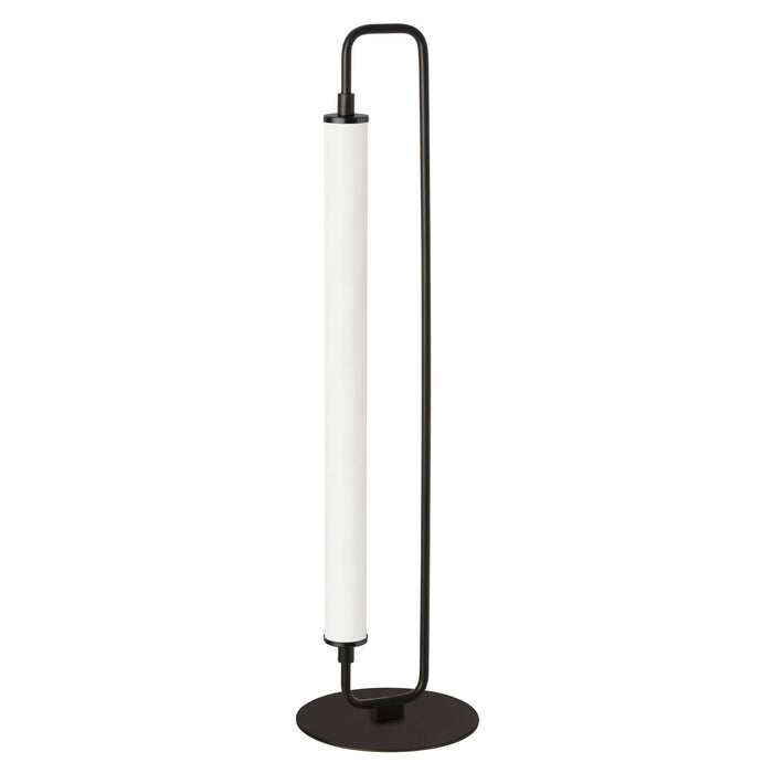 Lampe de table Freya de Dainolite en acrylique blanc, avec fini noir mat et 1 ampoule à DEL