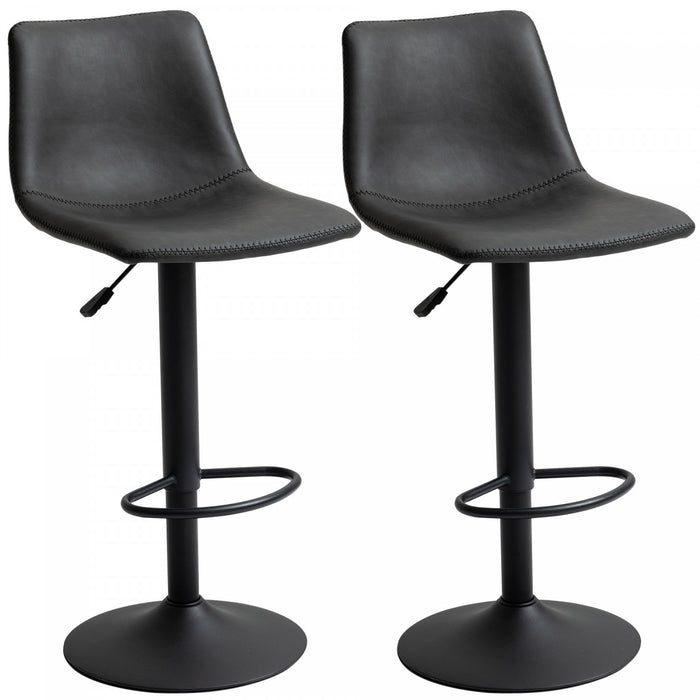 HOMCOM Lot 2 tabourets de bar reglables, hauteur comptoir, gris