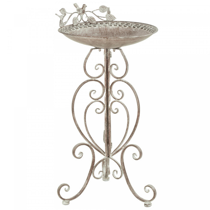 Outsunny Bain d'Oiseaux avec Statues d'Oiseaux, Bain d'Oiseaux Vintage pour Jardin, Brun