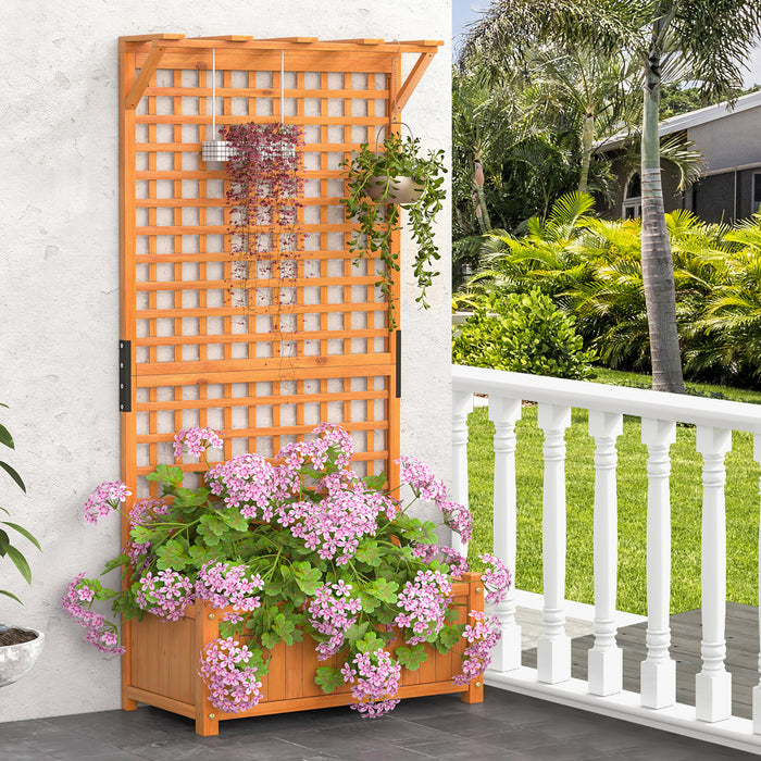 Costway A Eleve Le Conteneur Des Plantes D'escalade De La Boite Du Planteur De Lit De Jardin Avec Trellis & Toit Suspendu
