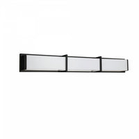 Lumière de coiffeuse Winston de Dainolite en acrylique blanc qui diffuse la lumière, avec fini noir mat et ampoule de 50 W