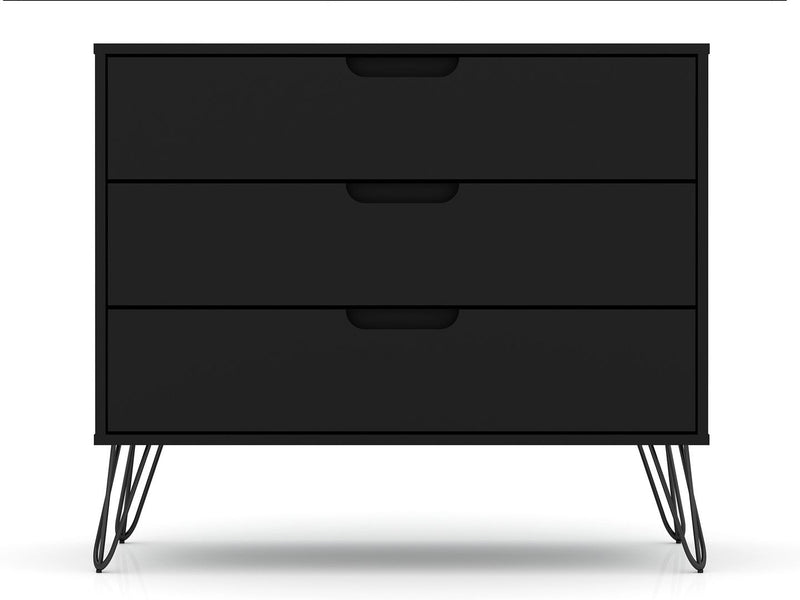 Commode Rockefeller de Manhattan Comfort de style moderne du milieu du 20e siècle avec 3 tiroirs - noire