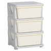 Qaba Organiseur De Jouets Pour Enfants Avec 3 Bacs De Rangement Blanc Creme