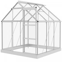 Outsunny Serre En Polycarbonate De 6' X 4', Serre De Plain-pied Avec Porte Coulissante, Fenetre Regl