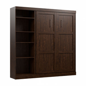 Lit double escamotable mural Pur de Bestar de 84 po avec tablettes - chocolat