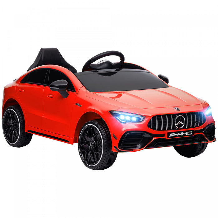 Qaba Mercedes-amg Cla 45 Voiture Electrique 12 V Sous Licence Pour Enfants Alimentee Par Batterie Avec Telecommande, Suspension A Ressort, Lumieres Led, Klaxon Musical, Rouge