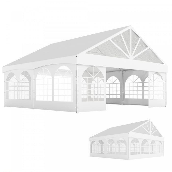 Outsunny Auvent Exterieur, Tente De Fete 20' X 20' Avec Sacs De Transport