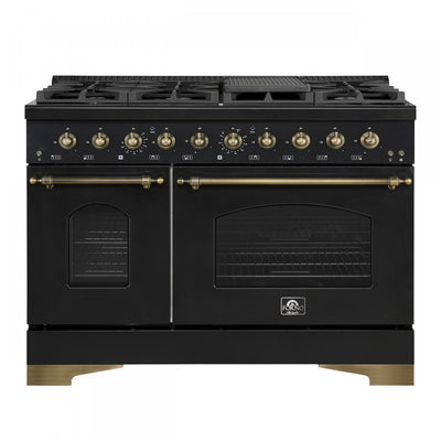 Forno Antico 48" Gas Range, Black, Double Ovens, -FFSGS6219-48BLK | Cuisiniere a gaz Antico de 48", noire,avec double four – FFSGS6219-48BLK