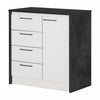  Îlot de cuisine compact Myro avec rangement - imitation de pierre noire et blanc