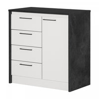  Îlot de cuisine compact Myro avec rangement - imitation de pierre noire et blanc