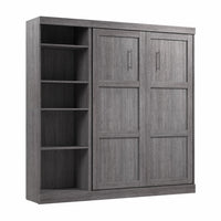 Lit double escamotable mural Pur de Bestar de 84 po avec tablettes - gris écorce