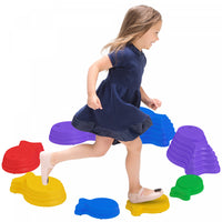 Outsunny 8 Pcs Pierres D'equilibre Pour La Coordination Des Enfants, Parcours D'obstacles, Jeu Senso
