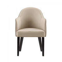 Fauteuil Hillman Moderne en Bois, Similicuir et Velours couleur Sable
