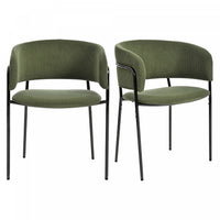 Ethan Ensemble de 2 chaises d’appoint modernes avec assise en velours cotele, pieds inclines et pieds reglables, vert