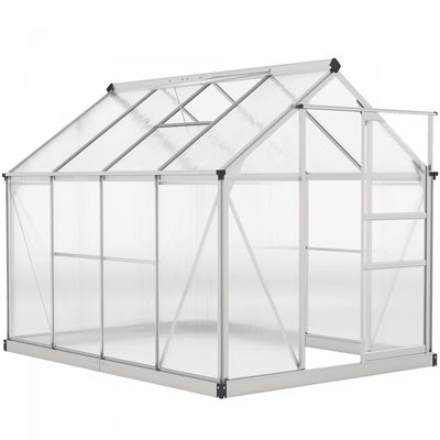 Outsunny Greenhouse, Walk-in Hot House, Clear Pc Board With Sliding Door|Outsunny Serre, Serre De Plain-pied Transparente Avec Porte Coulissante