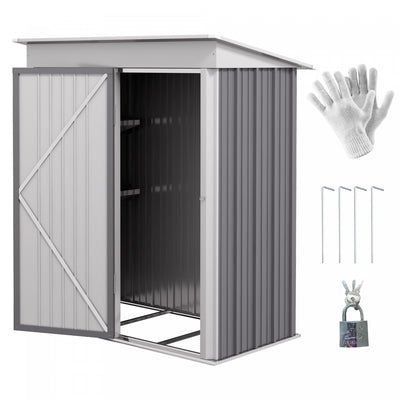 Outsunny 5x3 Ft Small Outdoor Storage Shed With Adjustable Shelf Grey|Outsunny Remise De Rangement Exterieure En Metal Avec Portes Verrouillables