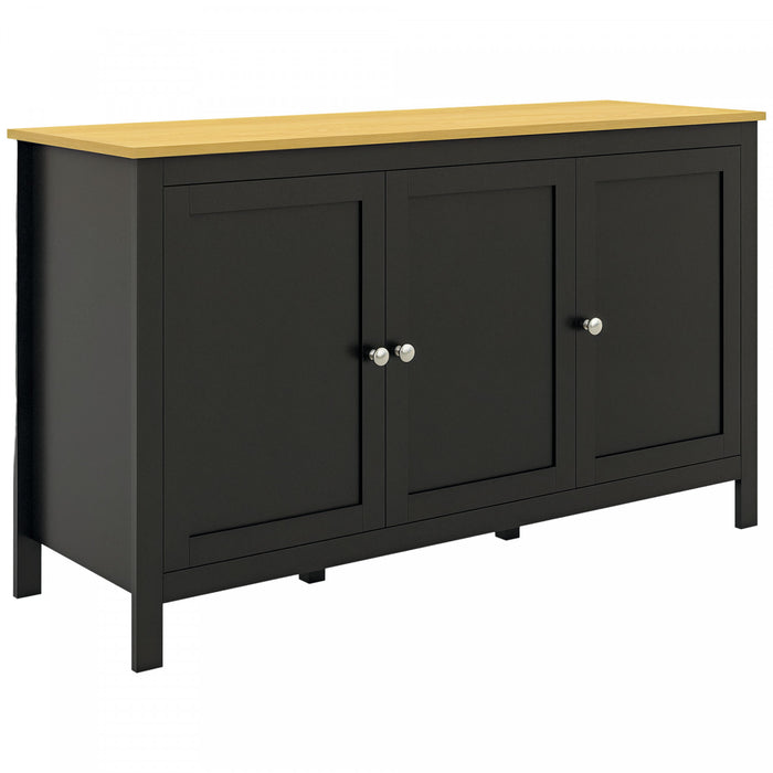 HOMCOM Meuble de Rangement, Meuble Buffet avec Portes, Noir