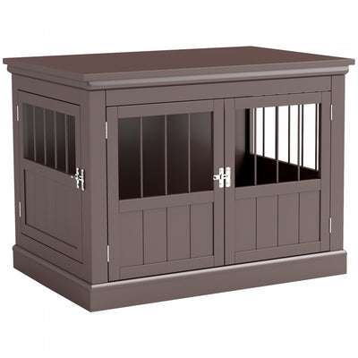 Pawhut Dog Crate Furniture, 31" Dog Kennel Side End Table With Three Doors, Indoor Dog Cage For Smal|Pawhut Meuble De Cage Pour Chien, 32", Table D'appoint Laterale Avec Trois Portes, Cage D'interieur
