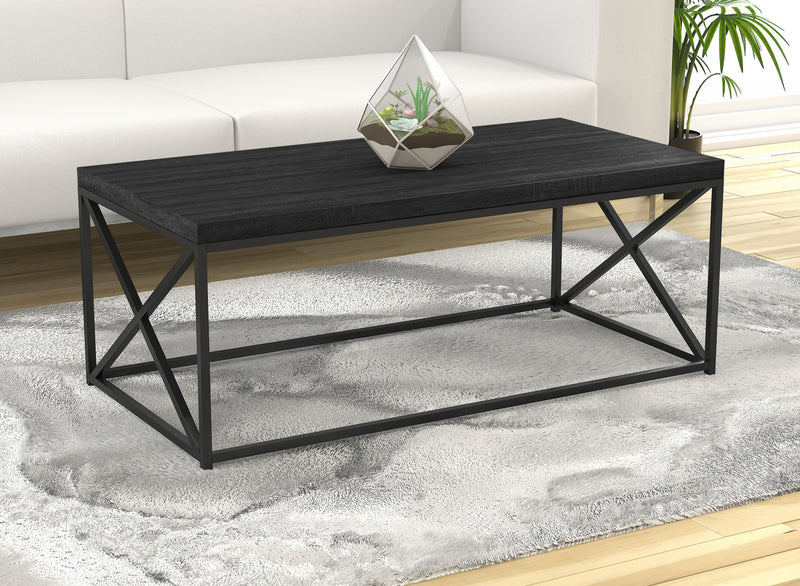 Table à café de 44 po en bois gris foncé avec métal noir