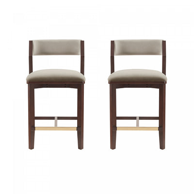Patricia Modern Wood Upholstered Counter Stool in Linen - Set of 2 | Tabouret de comptoir moderne en bois Patricia avec revetement en lin - Lot de 2