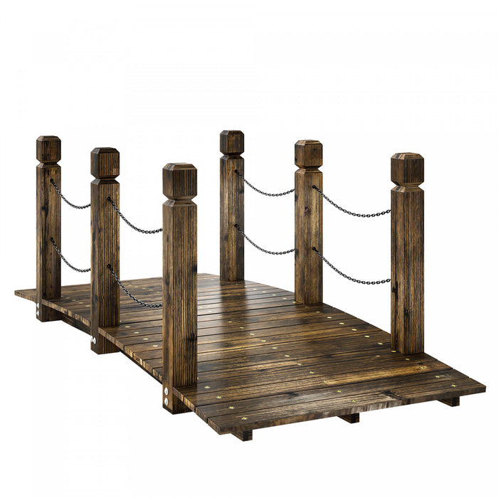 Outsunny Pont de Jardin Decoratif Resistant aux Intemperies 5 Pieds, Carbonise