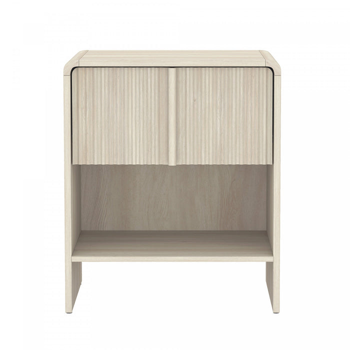 Table de nuit contemporaine Novara 56 cm en chene blanchi (1 tiroir)