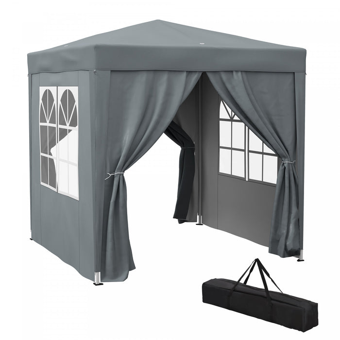 Outsunny Tente A Toit Escamotable De 6,6'x6,6' Avec Parois Laterales, Gris