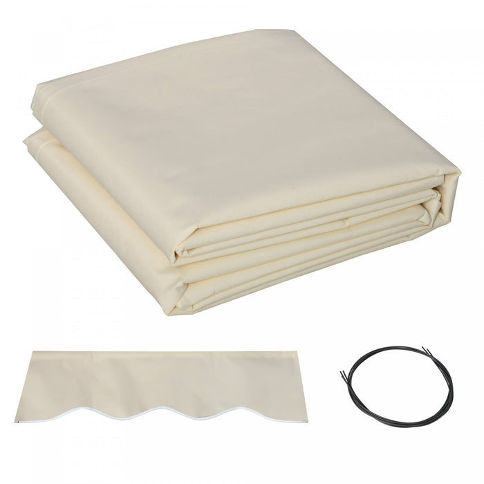 Outsunny 12' X 10' Toile De Store Retractable De Remplacement Pour Parasol Exterieur, Protection Uv, Blanc Creme