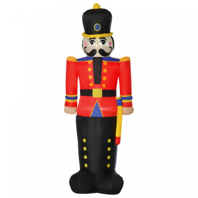Homcom 6ft Nutcracker Toy Soldier Inflatable Christmas Decoration|Homcom Casse-noisette De Noel Gonflable