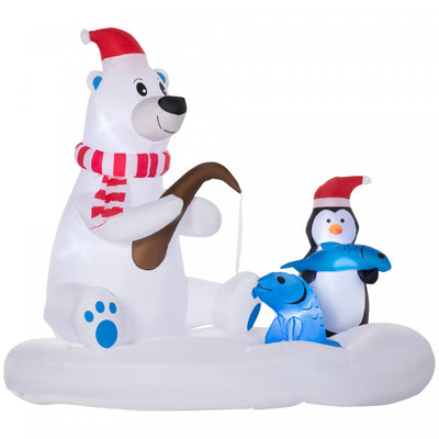 Outsunny 6ft Inflatable Christmas Polar Bear And Penguin Fishing|Outsunny Peche A L'ours Polaire Et Au Pingouin De Noel Gonflable